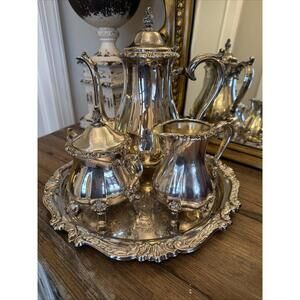 International Silver Countess Coffee Tea Set w/ Tray Silverplate 5 Pc